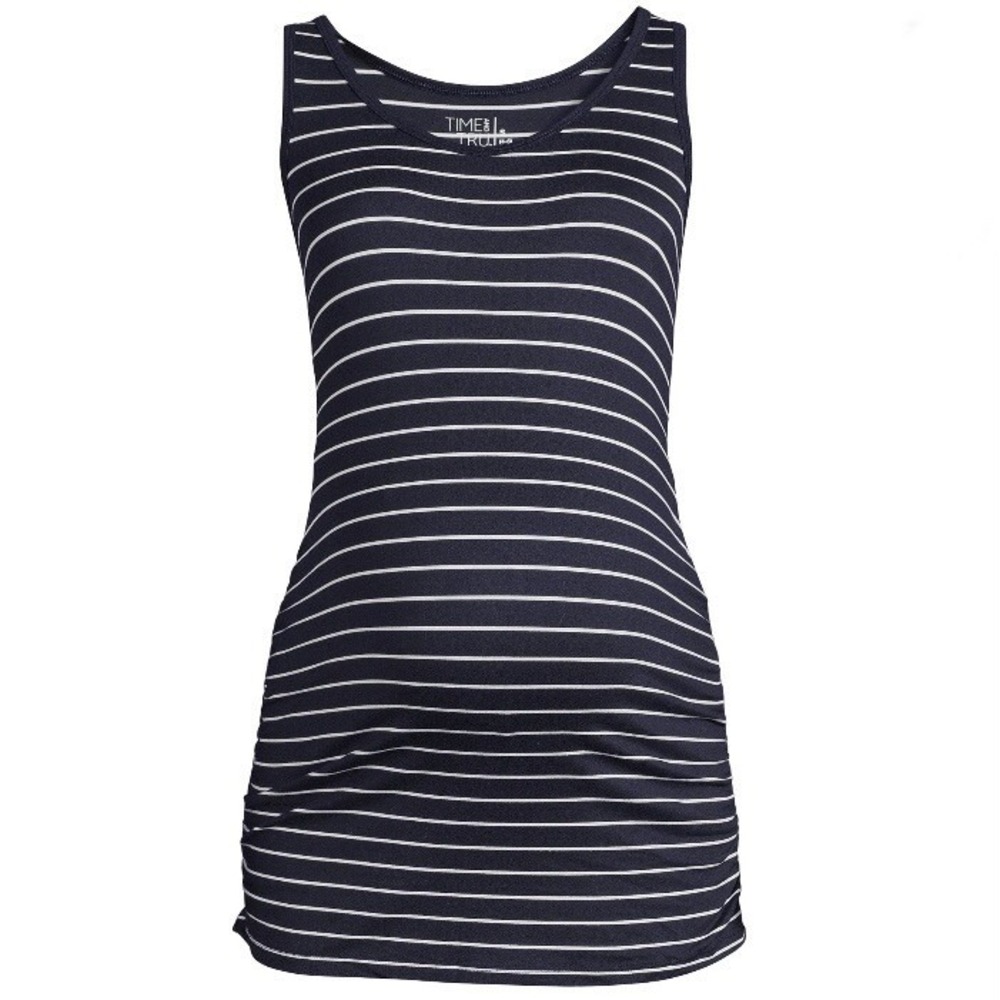 Time and Tru Womens Maternity Tank Top Large 12-14 New with Tags Stripe Navy